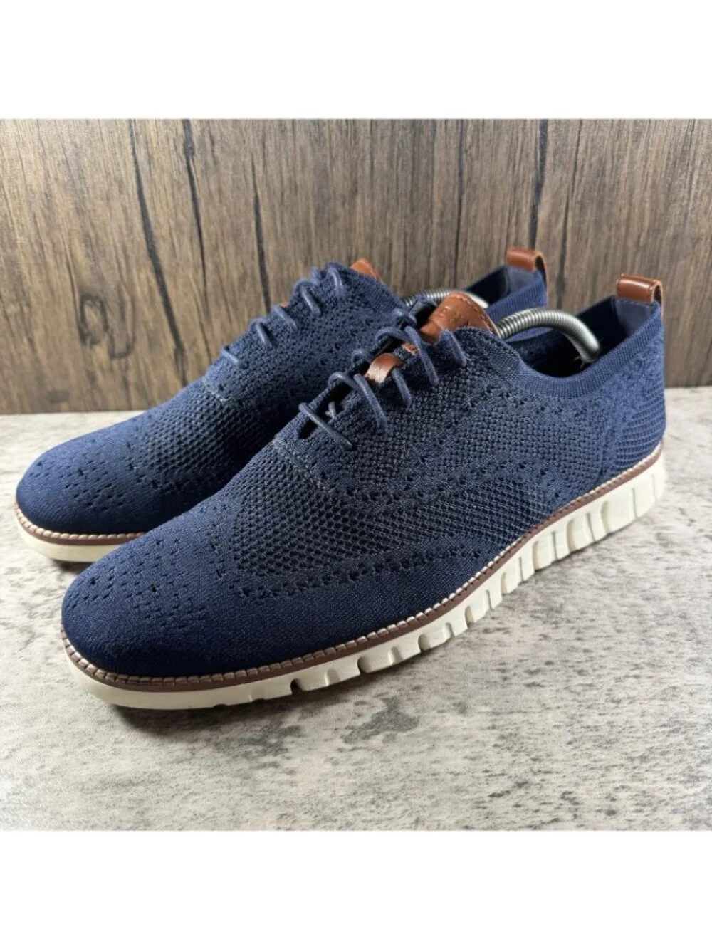 Cole Haan Zerogrand Navy Blue Wingtip Oxford Shoes C24947 Men's Size 11.5